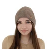 Czapka zimowa damska, brązowa, z wełną merino Shila