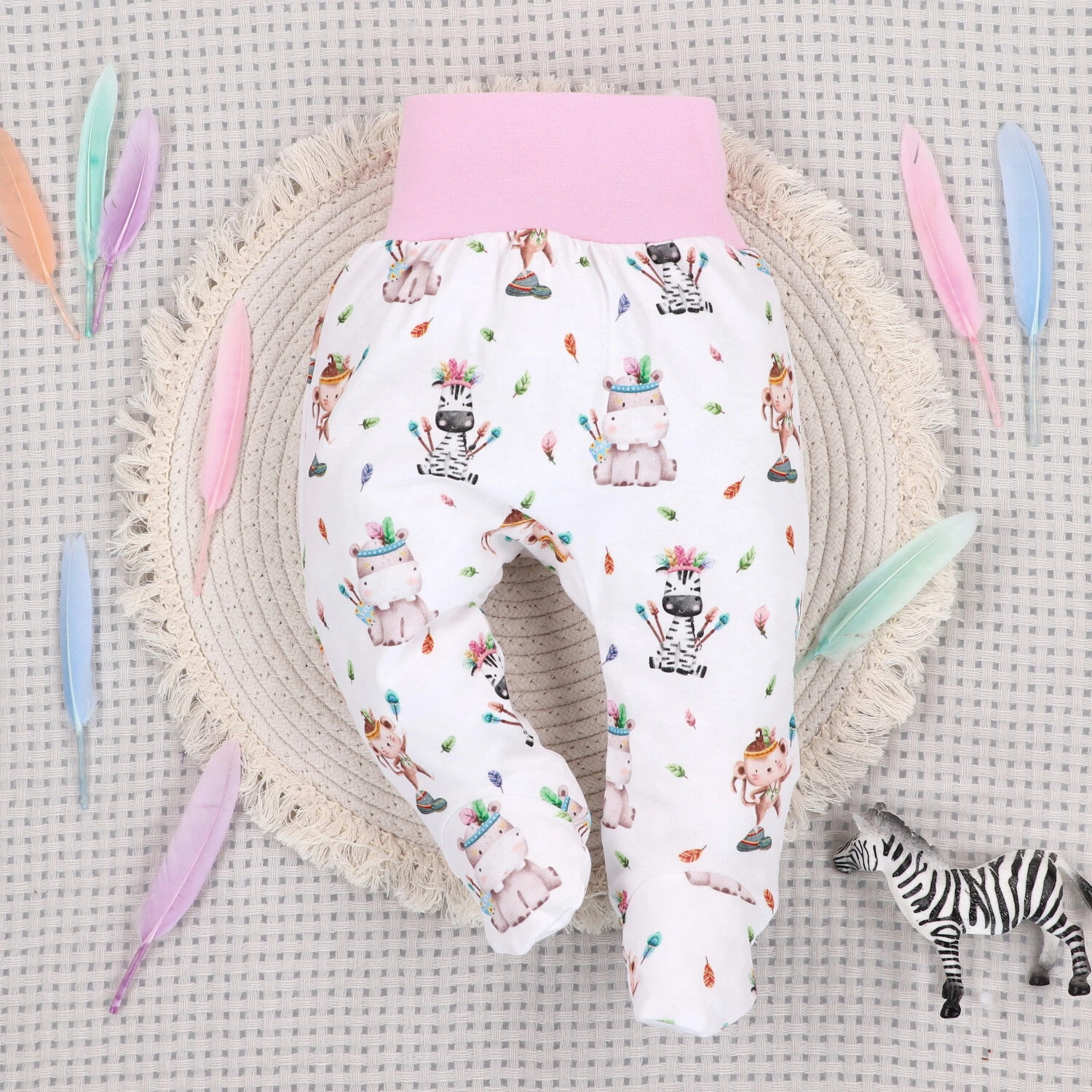 Półśpiochy niemowlęce HAPPY ANIMALS z bawełny organicznej