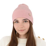 Czapka damska zimowa, wiosenna, jasnoróżowa, 100% wełniana merino Sophie