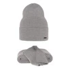 Czapka i szalik damski, zimowy komplet, szary, 100% wełniany merino Melpomena