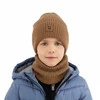 Czapka i komin dla chłopca, jesienny, wiosenny komplet w kolorze camel 100% wełniany merino Vanto