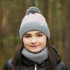Czapka i komin dla dziewczynki zimowy komplet, różowy, z pomponem Rosalin