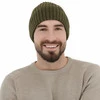 Czapka zimowa męska, khaki, 100% wełniana merino Brevin