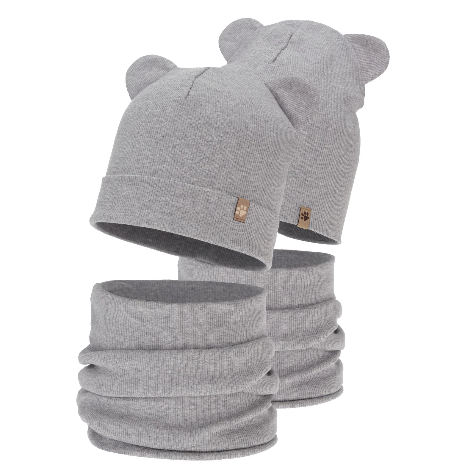 Czapka i komin dla chłopca, jesienny, wiosenny komplet, szary Farim