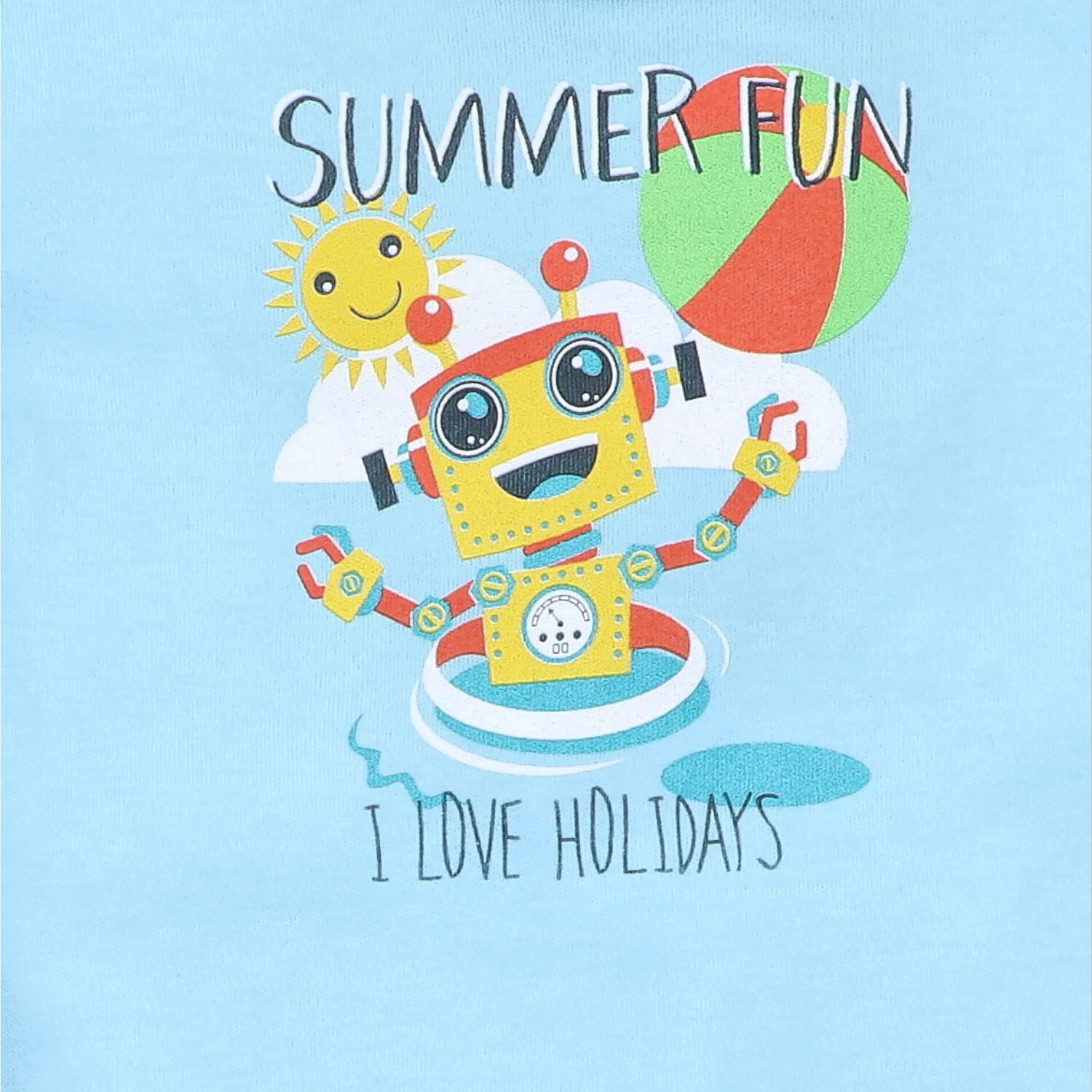 Turkusowe body niemowlęce Summer Robots  z bawełny organicznej dla chłopca