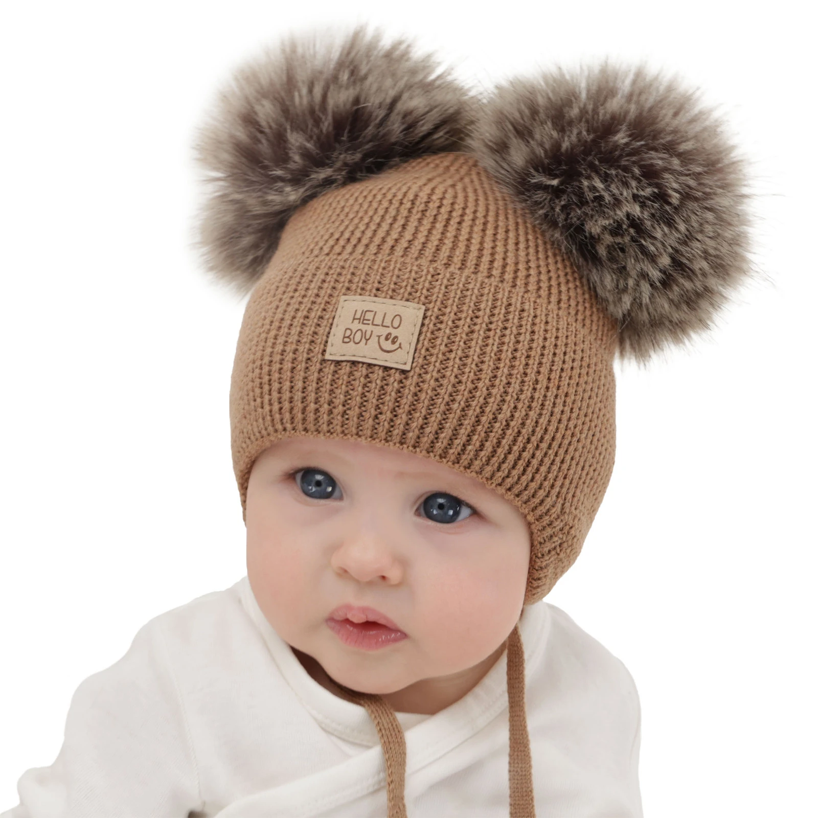 Czapka zimowa dla chłopca, camel, 100% wełniana merino, podszyta wełnianym polarem, Tambor