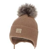 Czapka zimowa dla chłopca, wiązana, 100% wełniana merino, camel Jergen