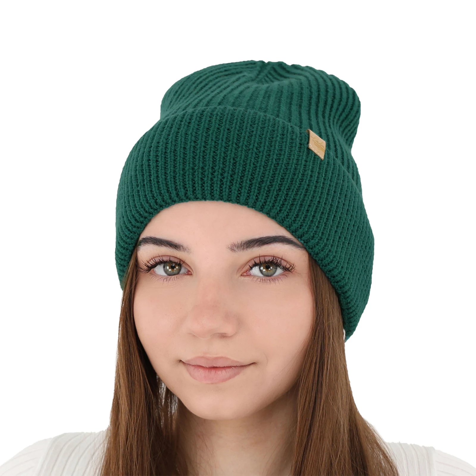 Czapka zimowa damska, camel, 100% wełniana merino Isla