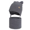 Czapka i komin dla chłopca zimowy komplet, szary, 100% wełniany merino,  podszyty bawełną, Flurix