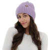 Czapka zimowa damska, fioletowa, 100% wełniana merino Lano