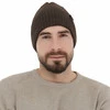 Czapka zimowa męska, jasnobrązowa, z wełną merino Hogan