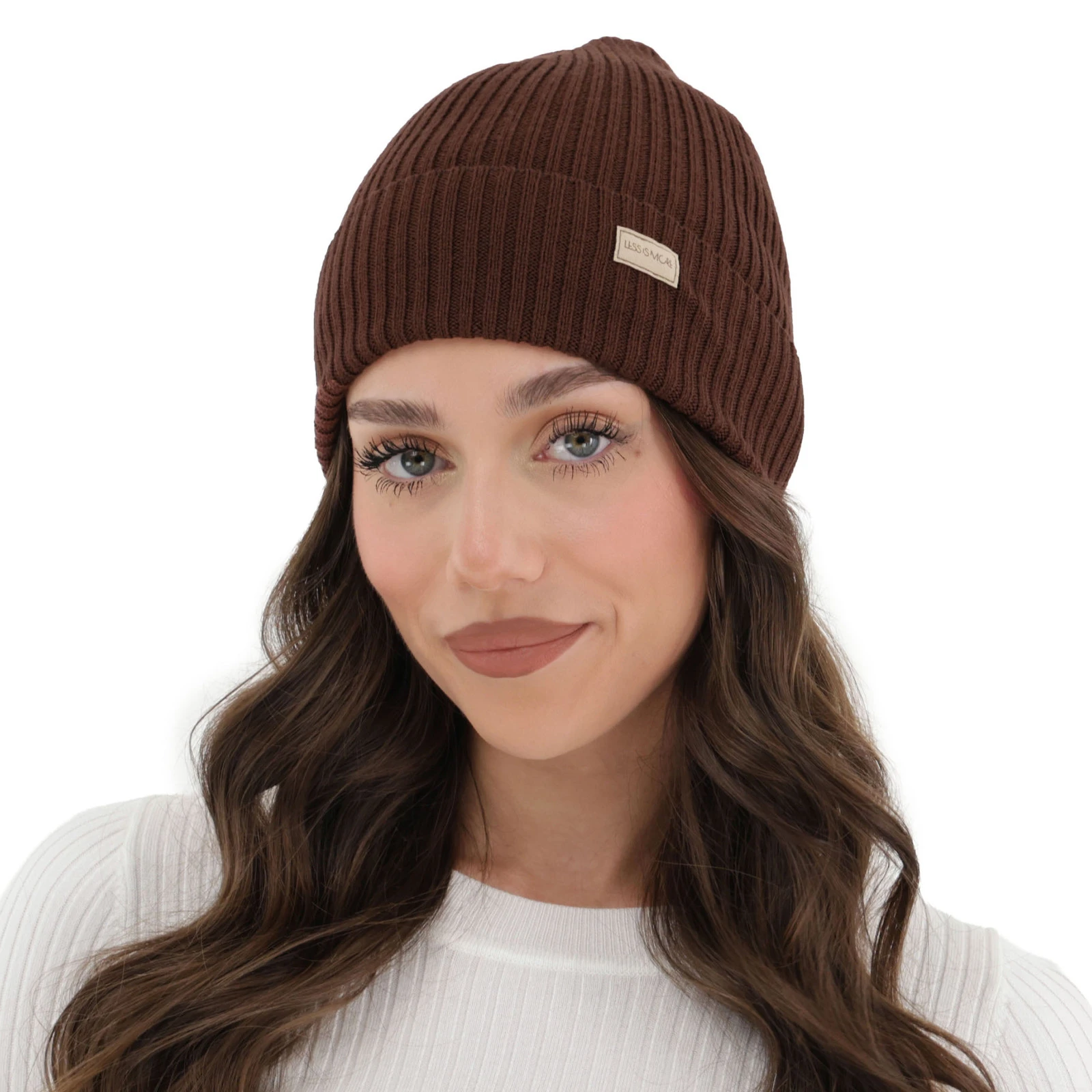 Czapka damska zimowa, wiosenna, brązowa, 100% wełniana merino Sophie