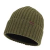 Czapka zimowa męska, khaki, 100% wełniana merino Brevin
