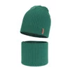 Czapka i komin dla chłopca jesienny, wiosenny komplet, zielony, 100% wełniany merino Chester