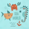 Bluzka niemowlęca Morskie zwierzątka z bawełny organicznej - sea world 