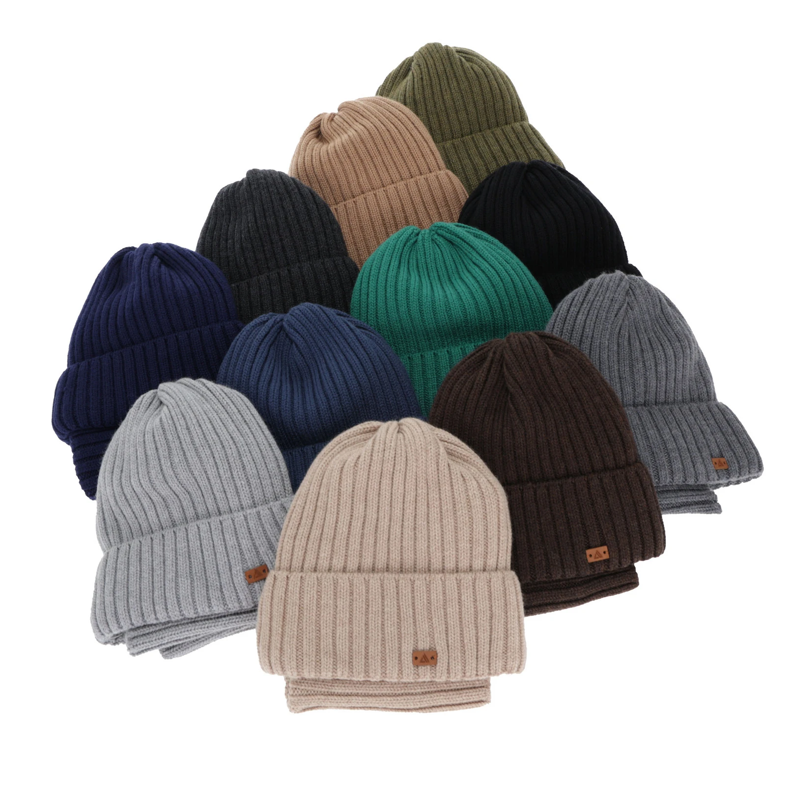 Czapka i komin dla chłopca, zimowy komplet, 100% wełniany merino, khaki Umberto