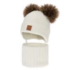 Czapka i komin dla chłopca, zimowy komplet, biały, 100% wełniany merino, podszyty polarem wełnianym, Ronik