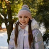 Czapka i komin dla dziewczynki zimowy komplet, różowy, z pomponem Kolumbina
