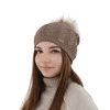 Czapka zimowa damska, ciemnobeżowa, z wełną merino Bafi