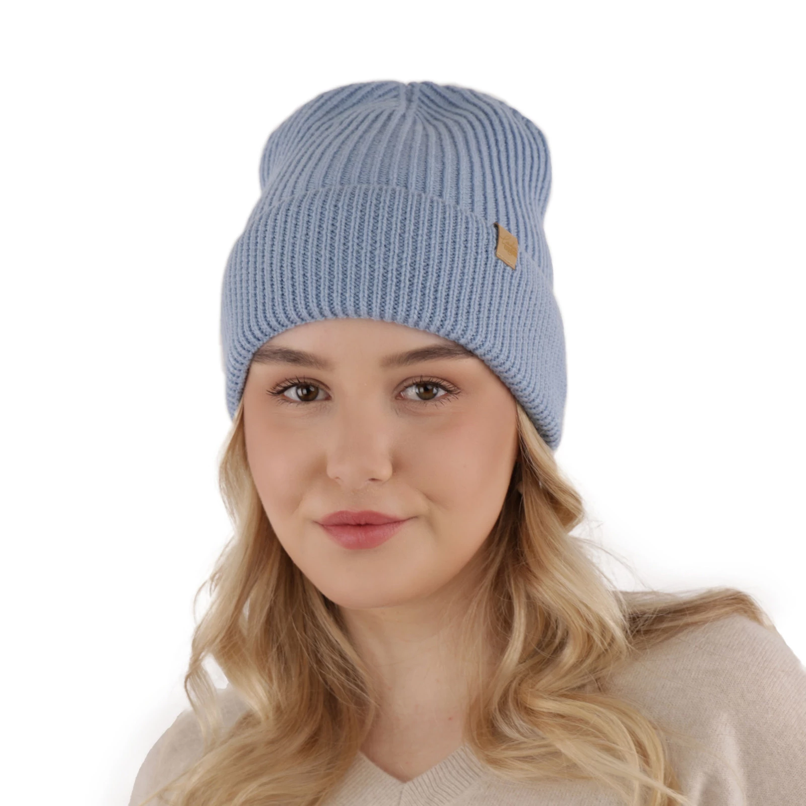 Czapka zimowa damska, camel, 100% wełniana merino Isla