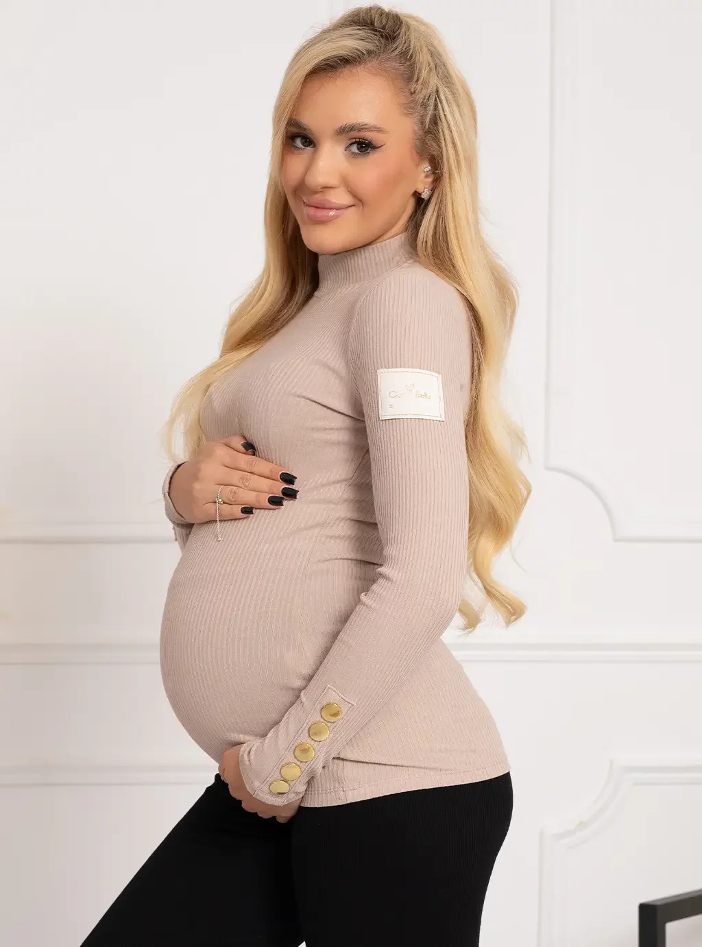 Bluzka prążek Golfi - nude