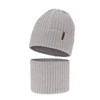 Czapka i komin dla chłopca zimowy komplet, jasnoszary, 100% wełniany merino Wilson