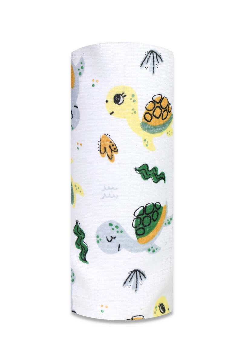 Pieluszka Tetrowa Żółwie Szare Żółte Zielone 70x80