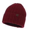 Czapka zimowa męska, bordowa, z wełną merino Huno