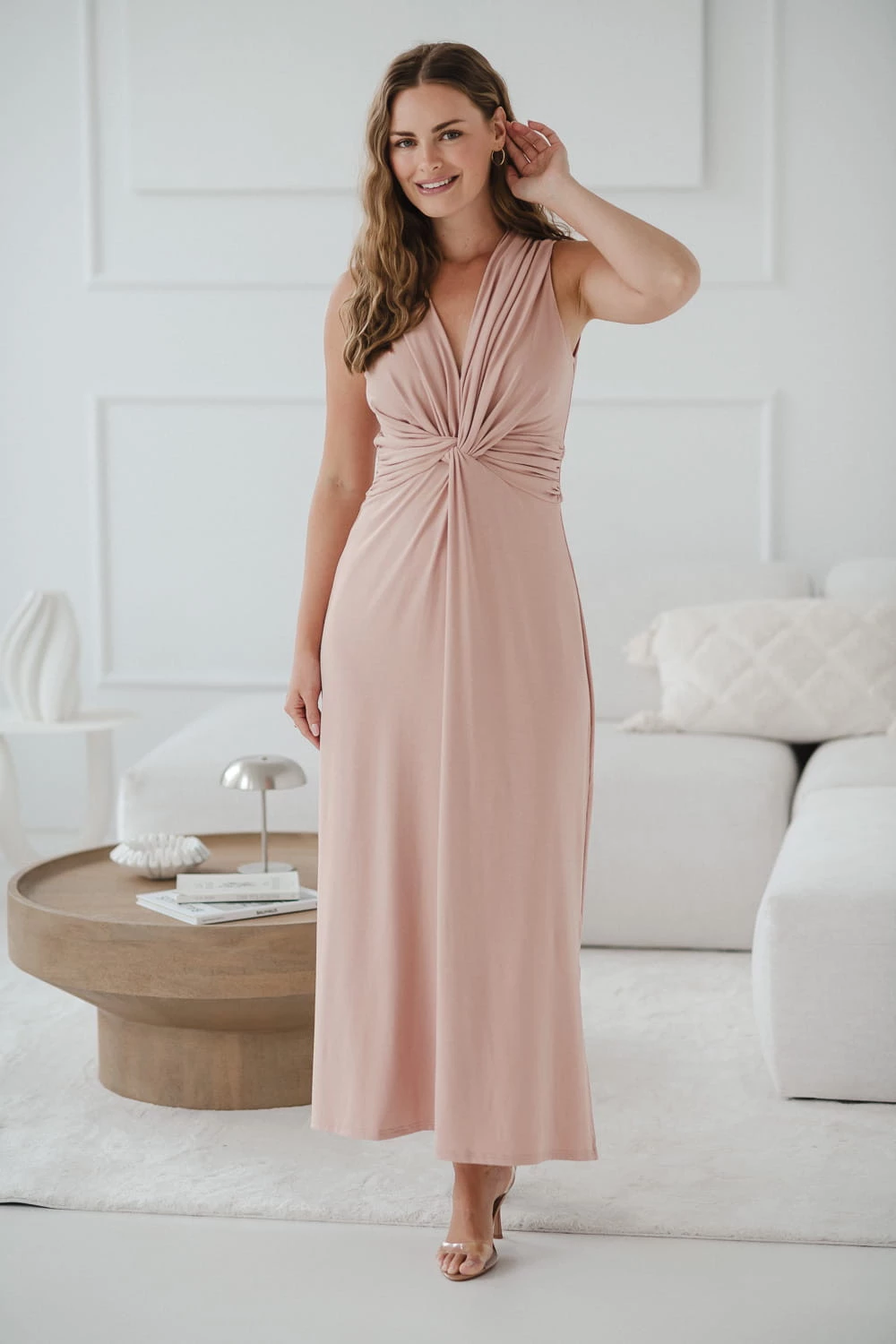 Sukienka ciążowa i do karmienia Loop MAXI pudrowy róż