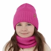 Czapka i komin dla dziewczynki zimowy komplet, różowy, 100% wełniana merino Nelita
