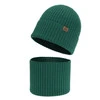 Czapka i komin dla chłopca, jesienny, wiosenny komplet, 100% wełniany merino, szmaragdowy Domeno
