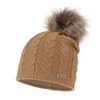 Czapka zimowa damska, camel, z wełną merino Bafi
