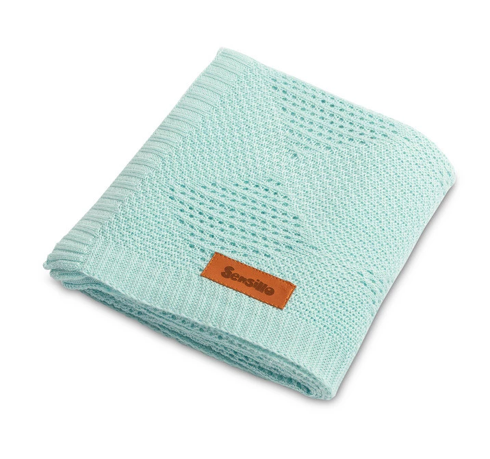 Sensillo Kocyk Ażurowy bambusowy - Miętowy