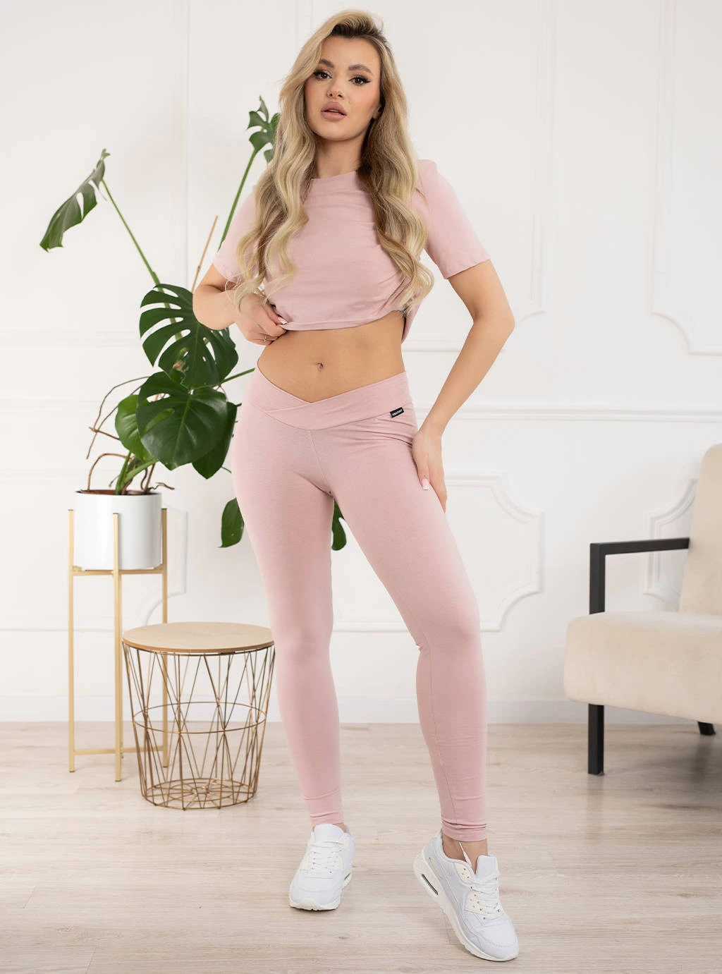 Legginsy Ciążowe Gaja - Pudrowe