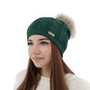 Czapka zimowa damska, zielona, z wełną merino Bafi
