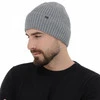 Czapka zimowa męska, jasnoszara, z wełną merino Darino