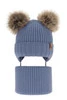Czapka i komin dla chłopca zimowy komplet, niebieski, wiązany, 100% wełniany merino Konor