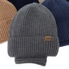 Czapka i komin dla chłopca, zimowy komplet, 100% wełniany merino, z podszyciem z wełny merino, niebieski Domin