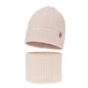 Czapka i komin dla dziewczynki zimowy komplet, jasnoróżowy, 100% wełniany merino Jenny