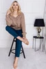 SWETER OVERSIZE DEKOLT "V" CAPPUCCINO