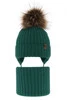 Czapka i komin dla chłopca zimowy komplet, zielony, 100% wełniany merino, wiązany Juno