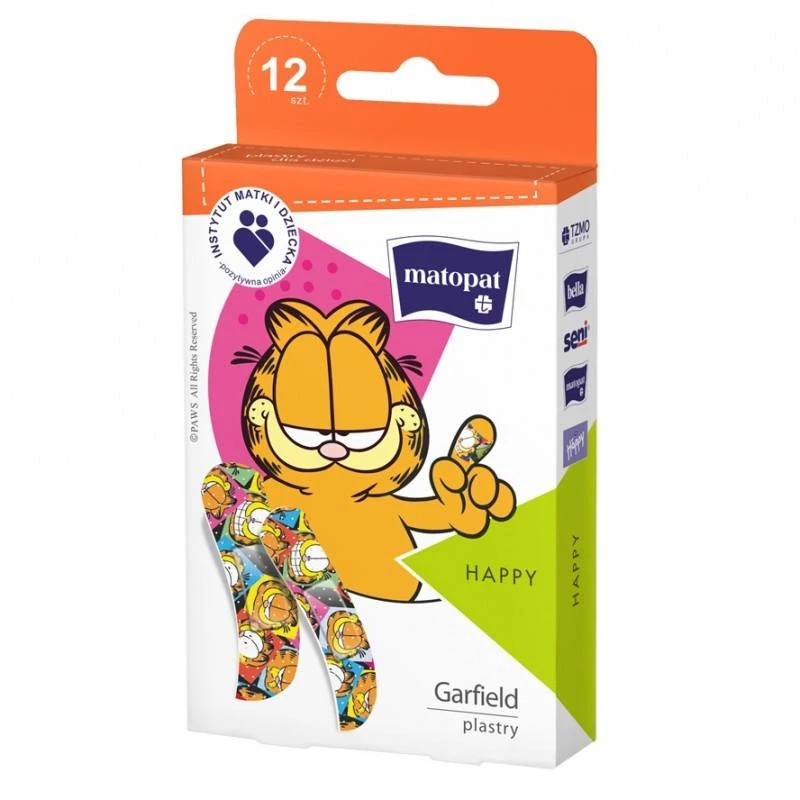 Happy Plastry Z Kotem Garfieldem 12Szt