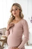 Sukienka ciążowa i do karmienia z dzianiny w prążek Tummy pudrowy róż