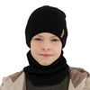 Czapka i komin dla chłopca jesienny, wiosenny komplet, granatowy, 100% wełniany merino Chester
