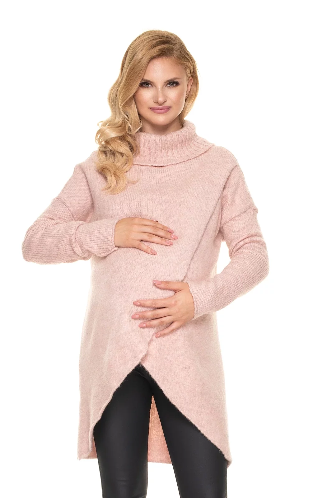 PUCHATY CIĄŻOWY SWETER GOLF DO KARMIENIA RÓŻ