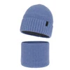 Czapka i komin dla chłopca, zimowy komplet, 100% wełniany merino, z podszyciem z wełny merino, niebieski Harbin