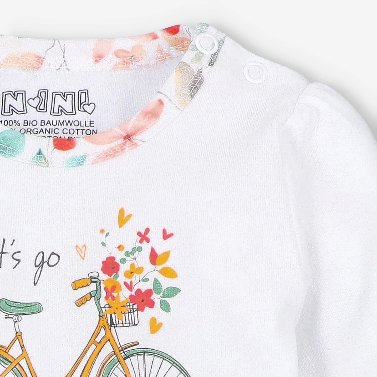 Bluzka niemowlęca Bicycle z bawełny organicznej dla dziewczynki - biała