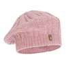 Beret damski zimowy, różowy, z wełną merino Senja