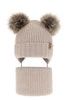 Czapka i komin dla chłopca zimowy komplet, beżowy, 100% wełniany merino, wiązany Konor