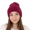 Czapka zimowa damska, różowa, 100% wełniana merino Ariga